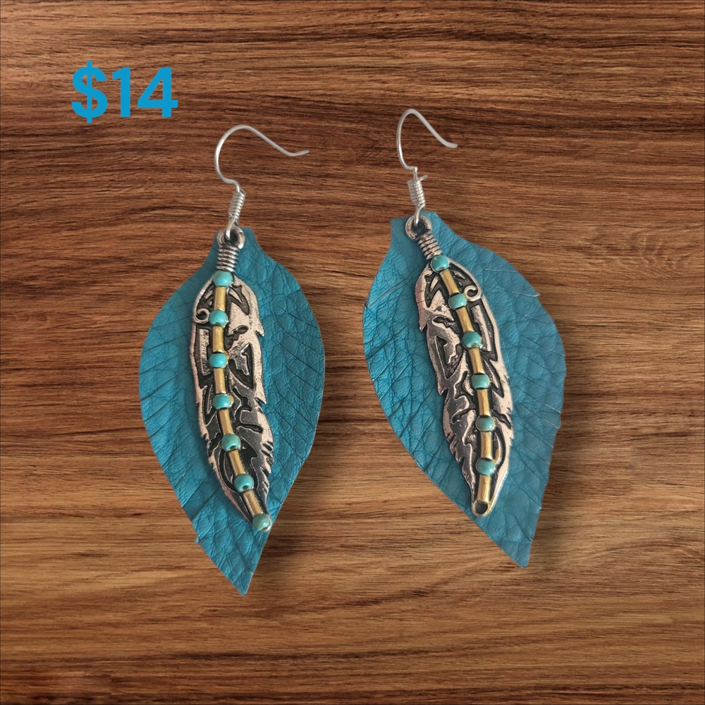 Turquoise Leaf Earrings